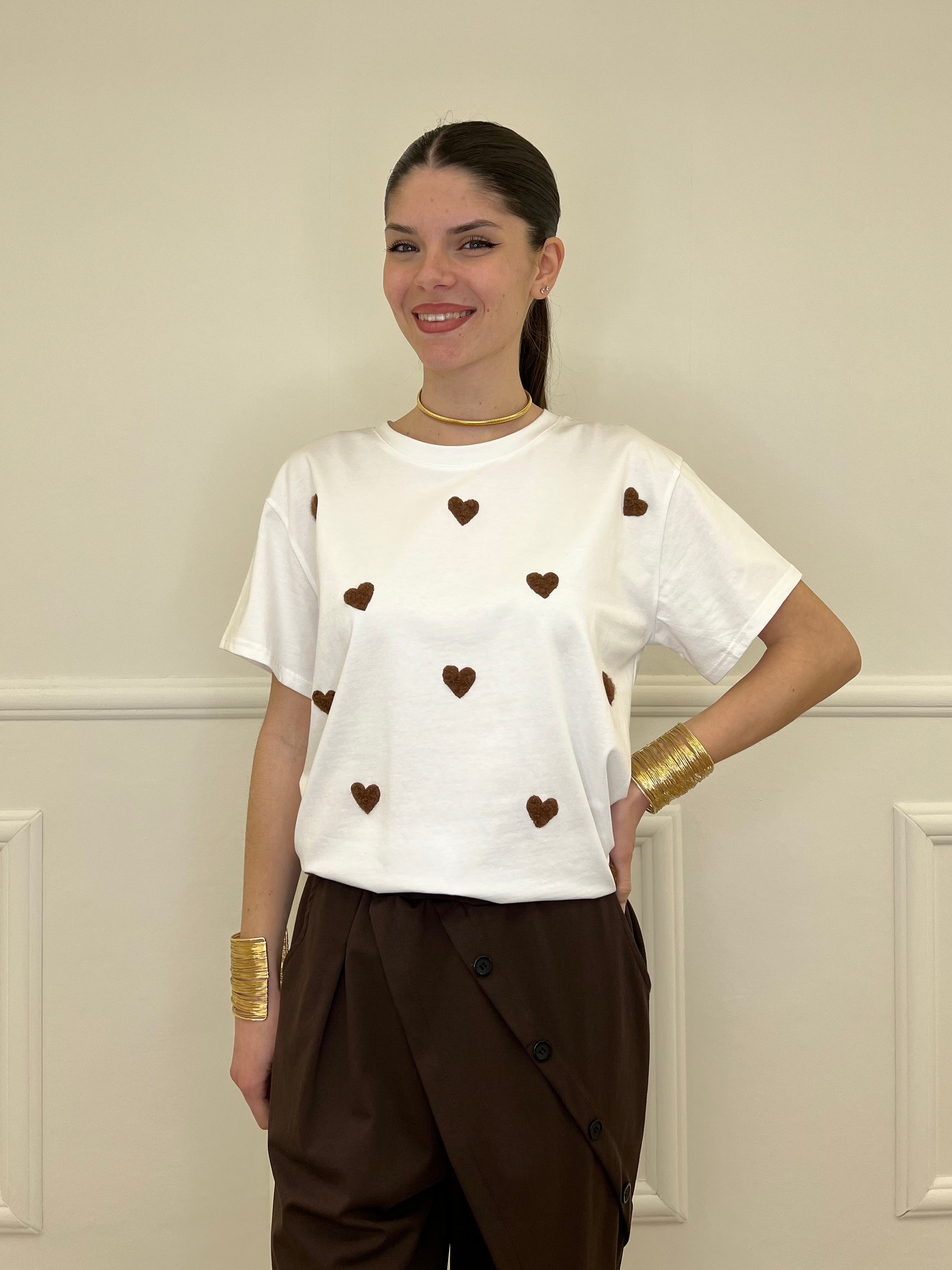 T-shirt Over Con Ricamo Cuori 12659