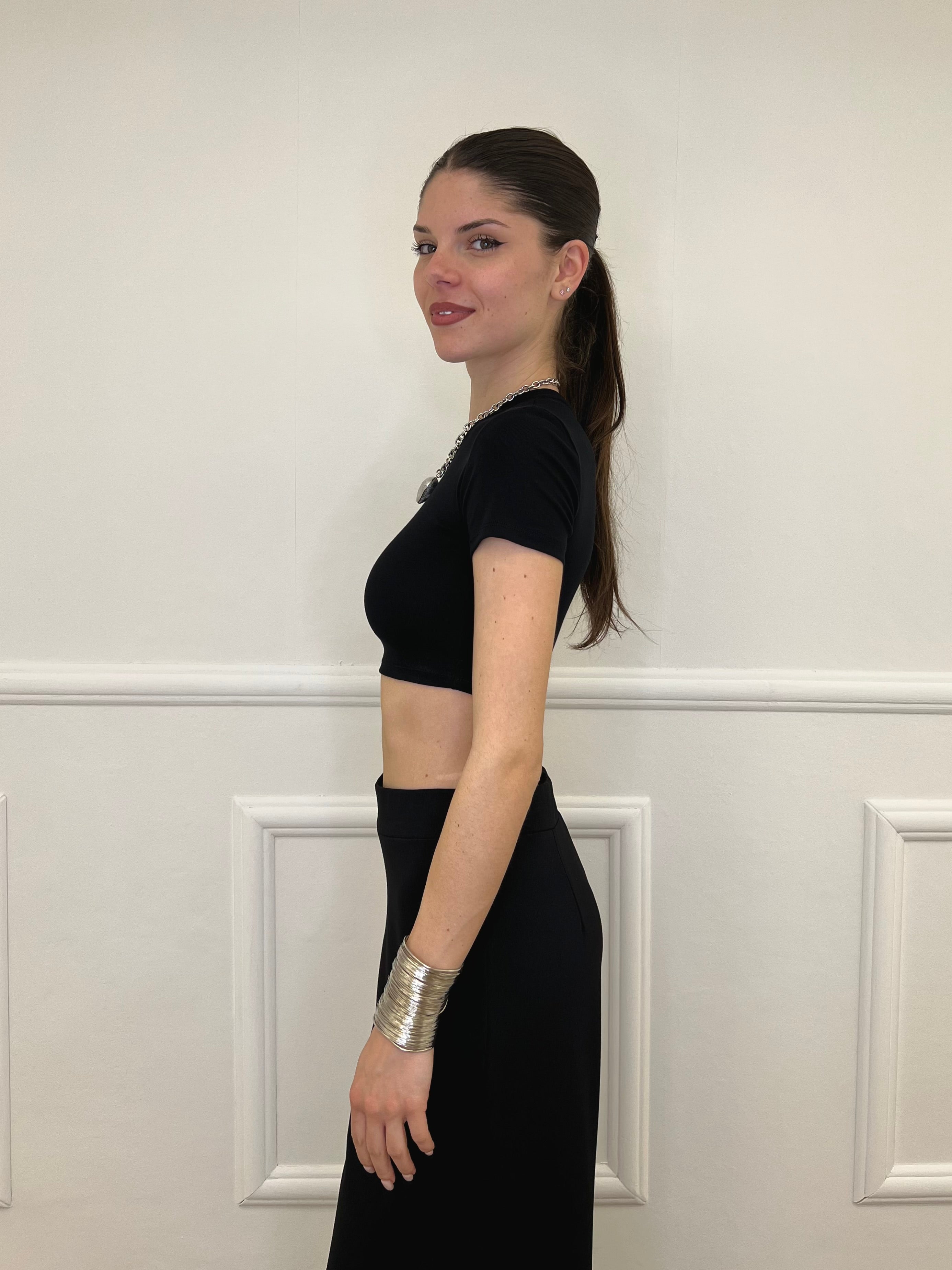 T-shirt Crop Lumina LC240001 Nero