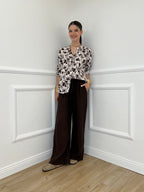 Camicia Fiori Coreana 2588-2 Marrone