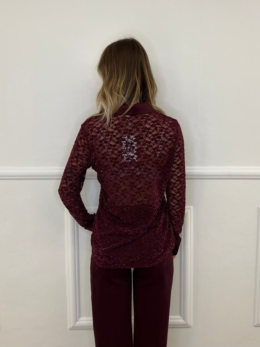 Camicia Pizzo Velluto 121493 Burgundy