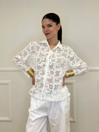 Camicia Traforata Ricami 38069 Bianco