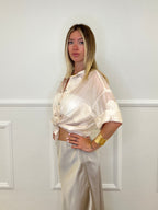 Camicia In Tencel Con Ricami 93-767 Burro