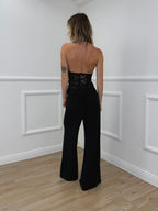 Top Halter Pizzo Alamari 1605 Nero