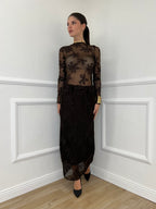 Gonna Tulle Ricami 139-833 Moro