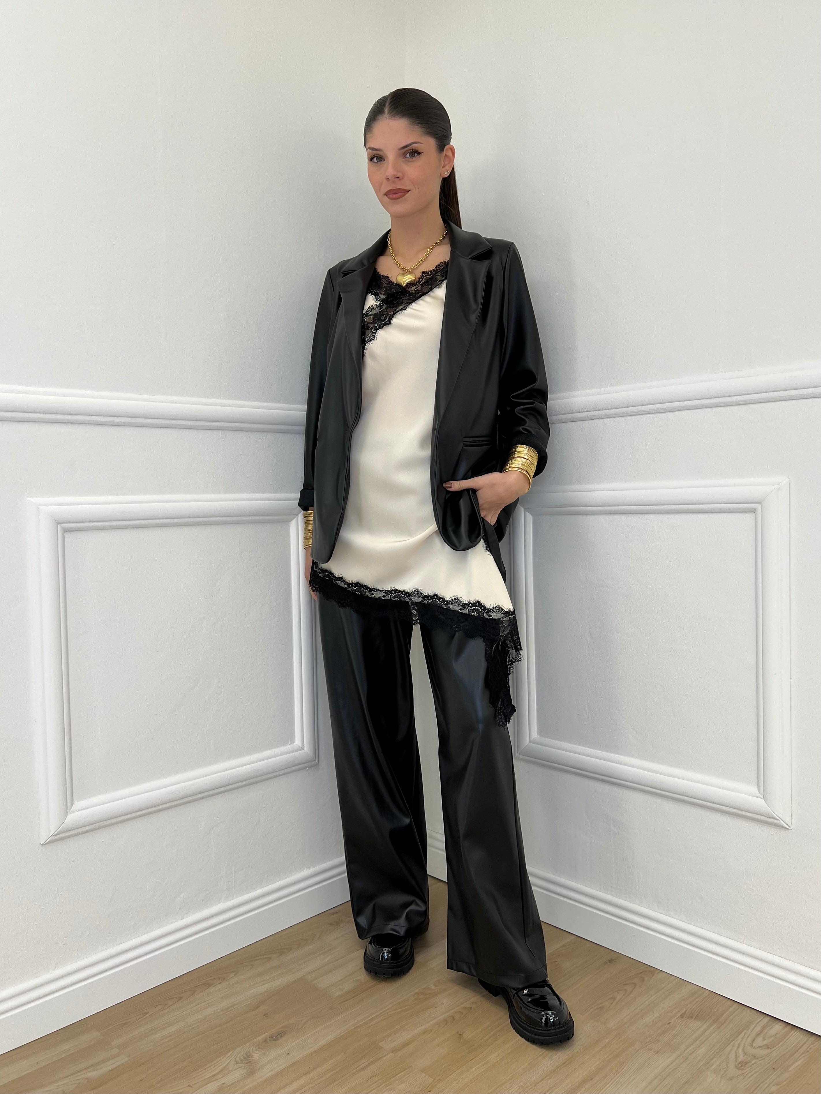 Pantalone Ecopelle 8043 Nero