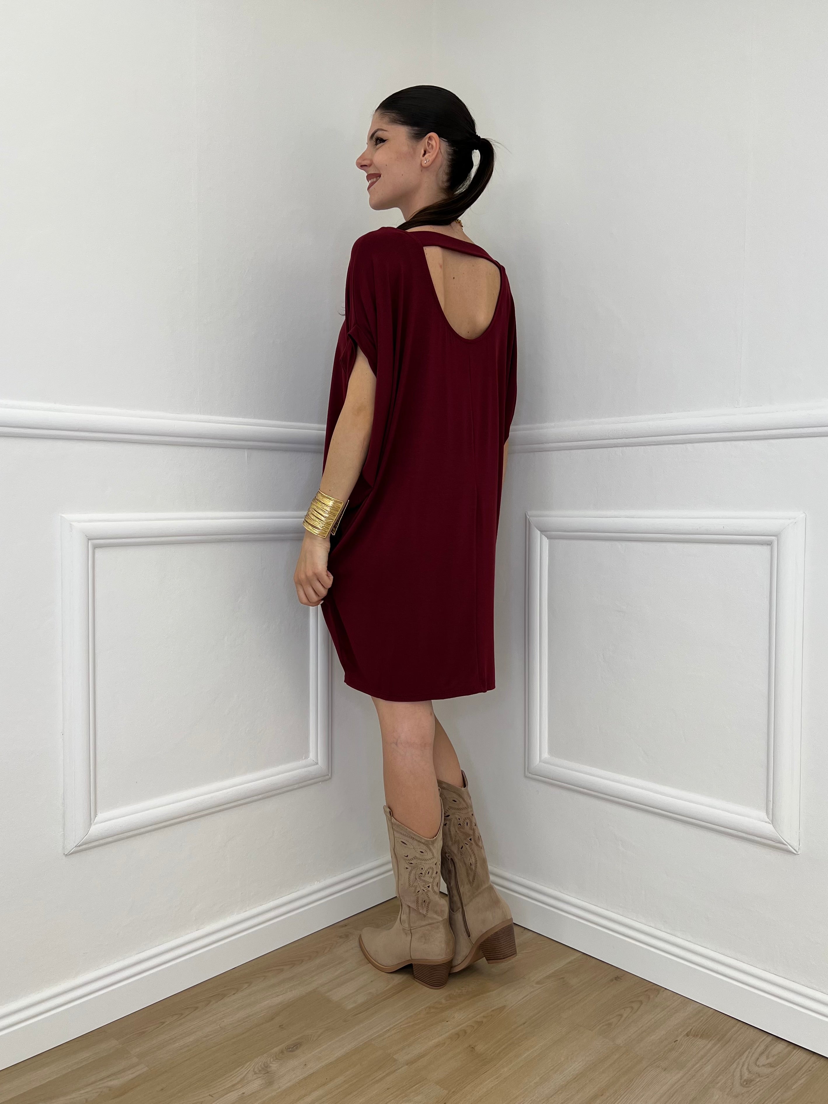Abito Oversize Viscosa 9980 Bordeaux