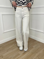 Jeans Straight Tasche Frontali 2207 Ecru