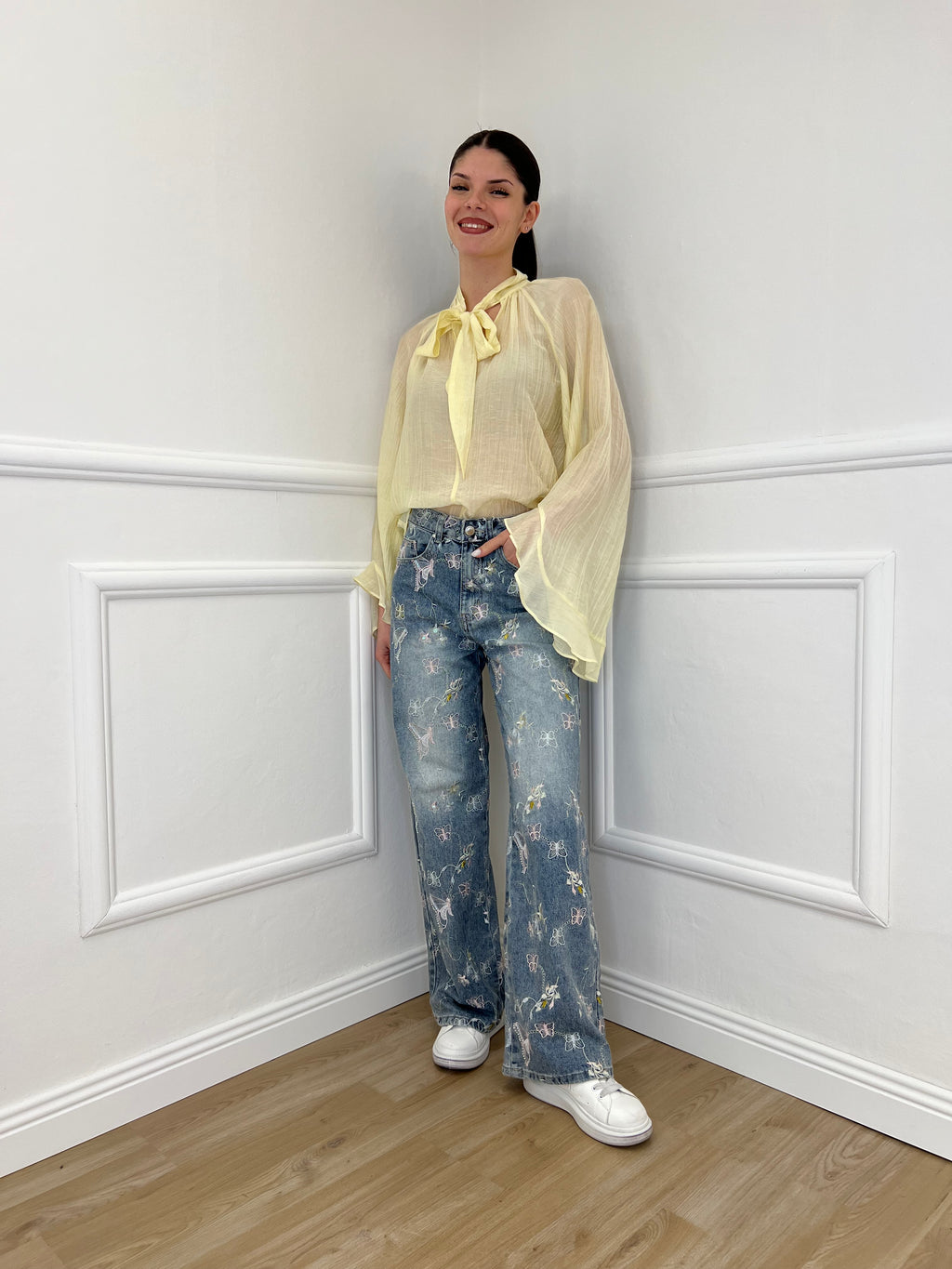 Camicia in Tencel con Fiocco 2608 Giallo