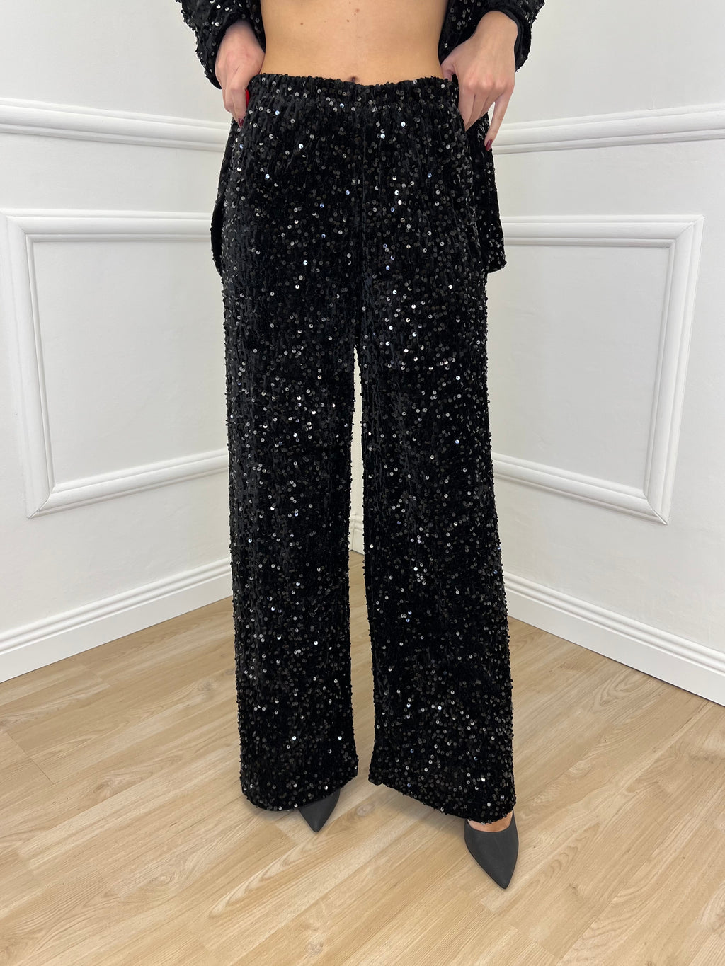 Pantalone Ciniglia Paillettes 2460 Nero
