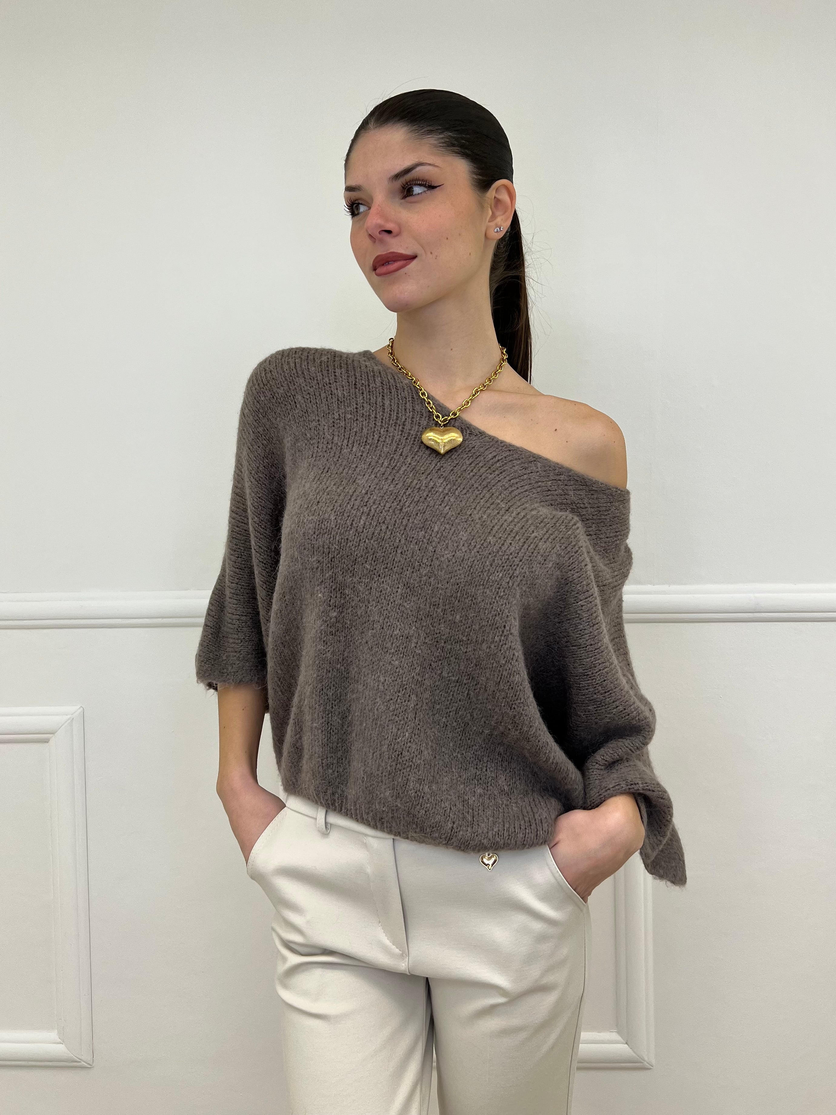 Maglia 3/4 Alpaca 10282 Taupe