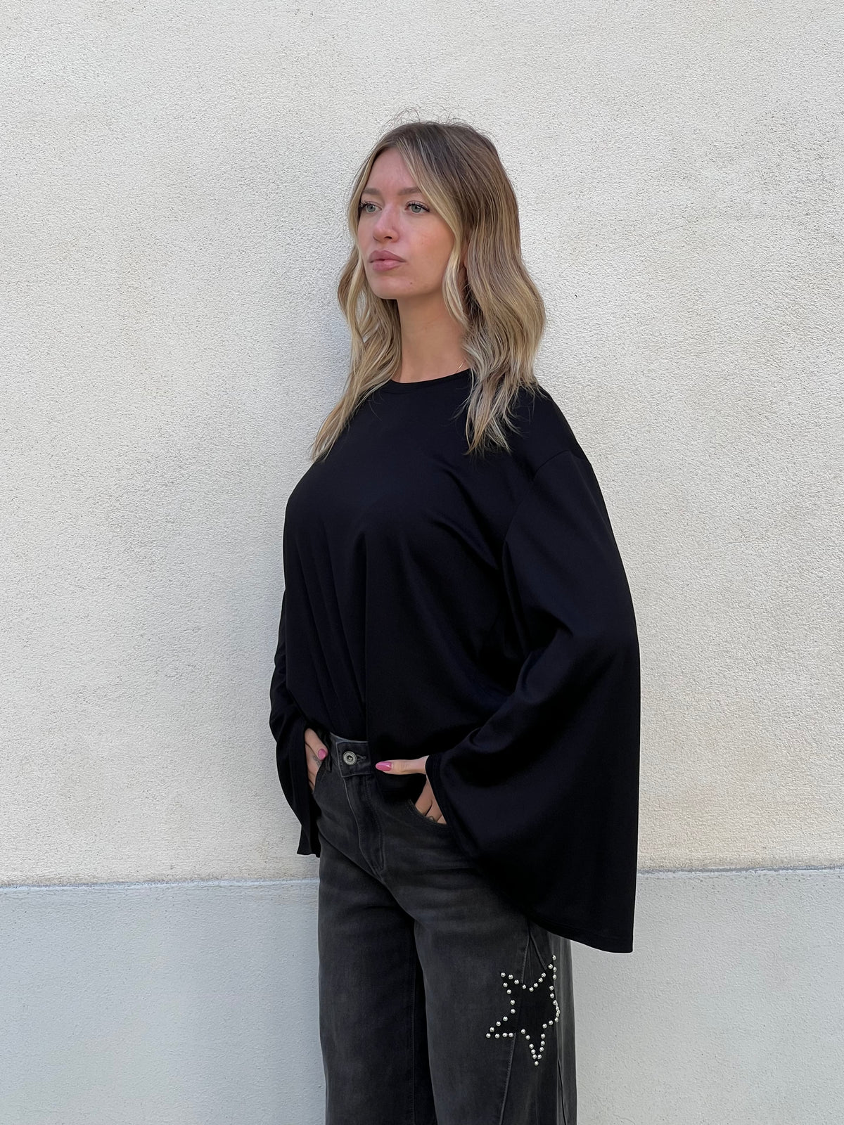 Maglia Maniche Ampie Lumina LD6307 Nero