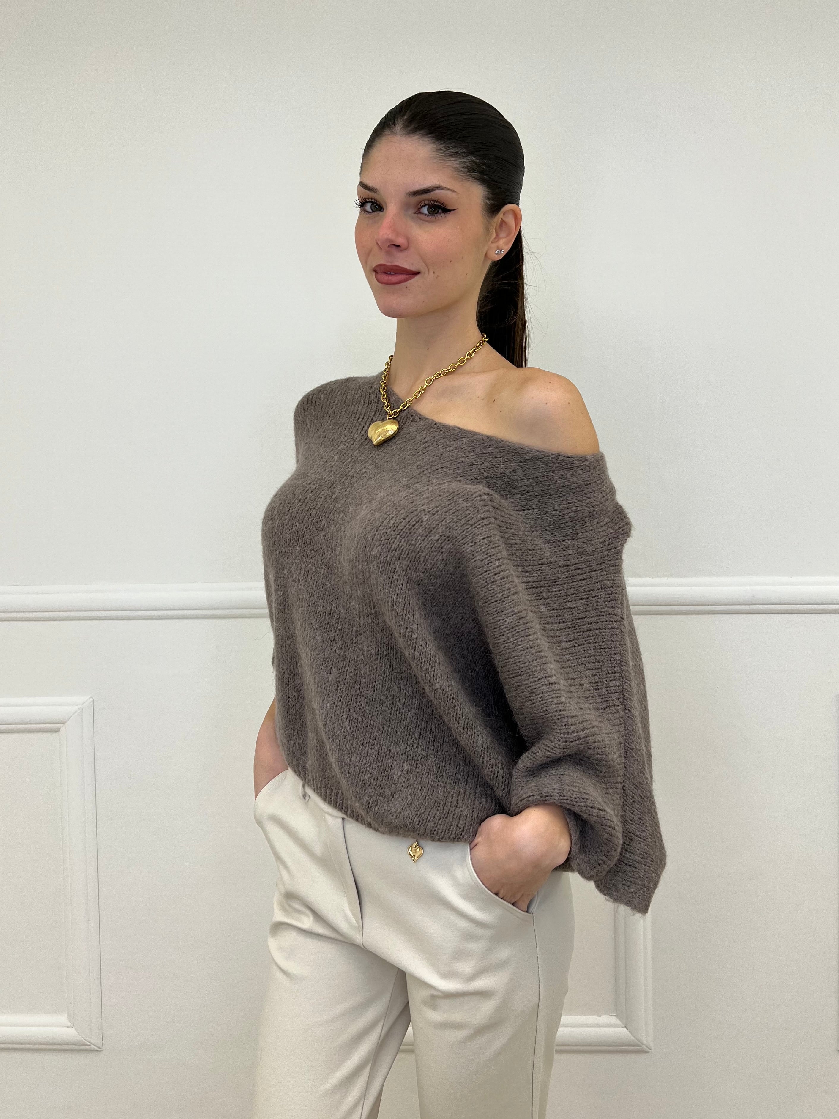 Maglia 3/4 Alpaca 10282 Taupe