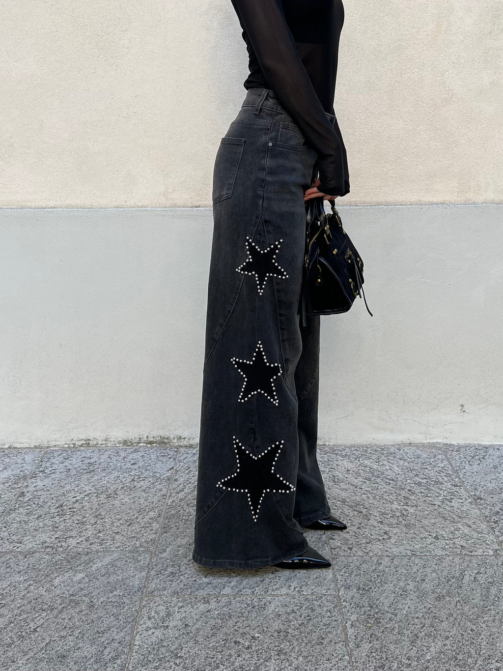 Jeans a Palazzo Stelle 9393 Antracite