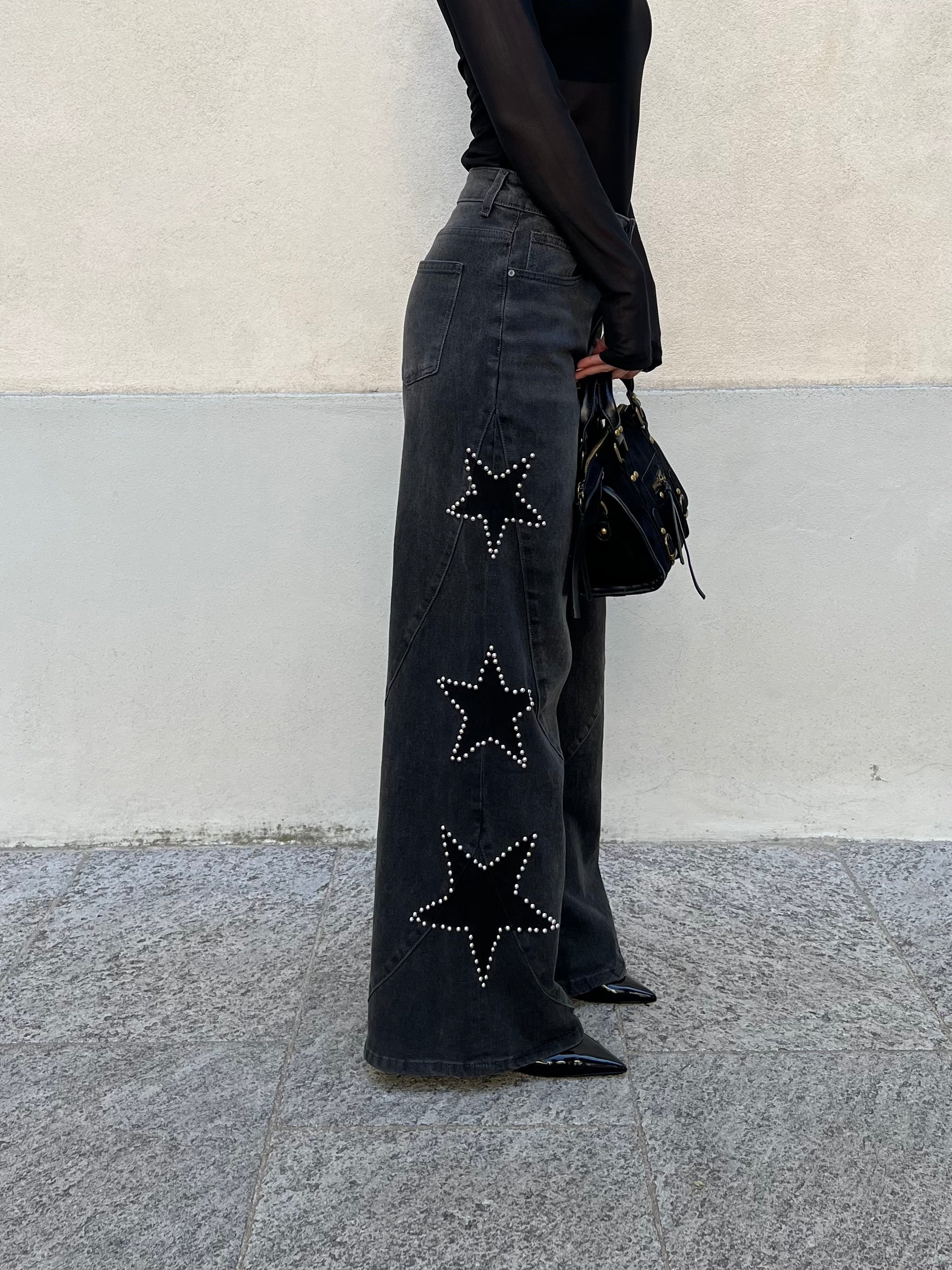 Jeans a Palazzo Stelle 9393 Antracite