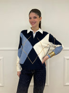 Maglia Camicia Losanghe 11116 Blu