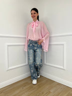 Camicia in Tencel con Fiocco 2608 Rosa