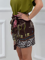 Gonna Pareo Corta Animalier BM196 Marrone
