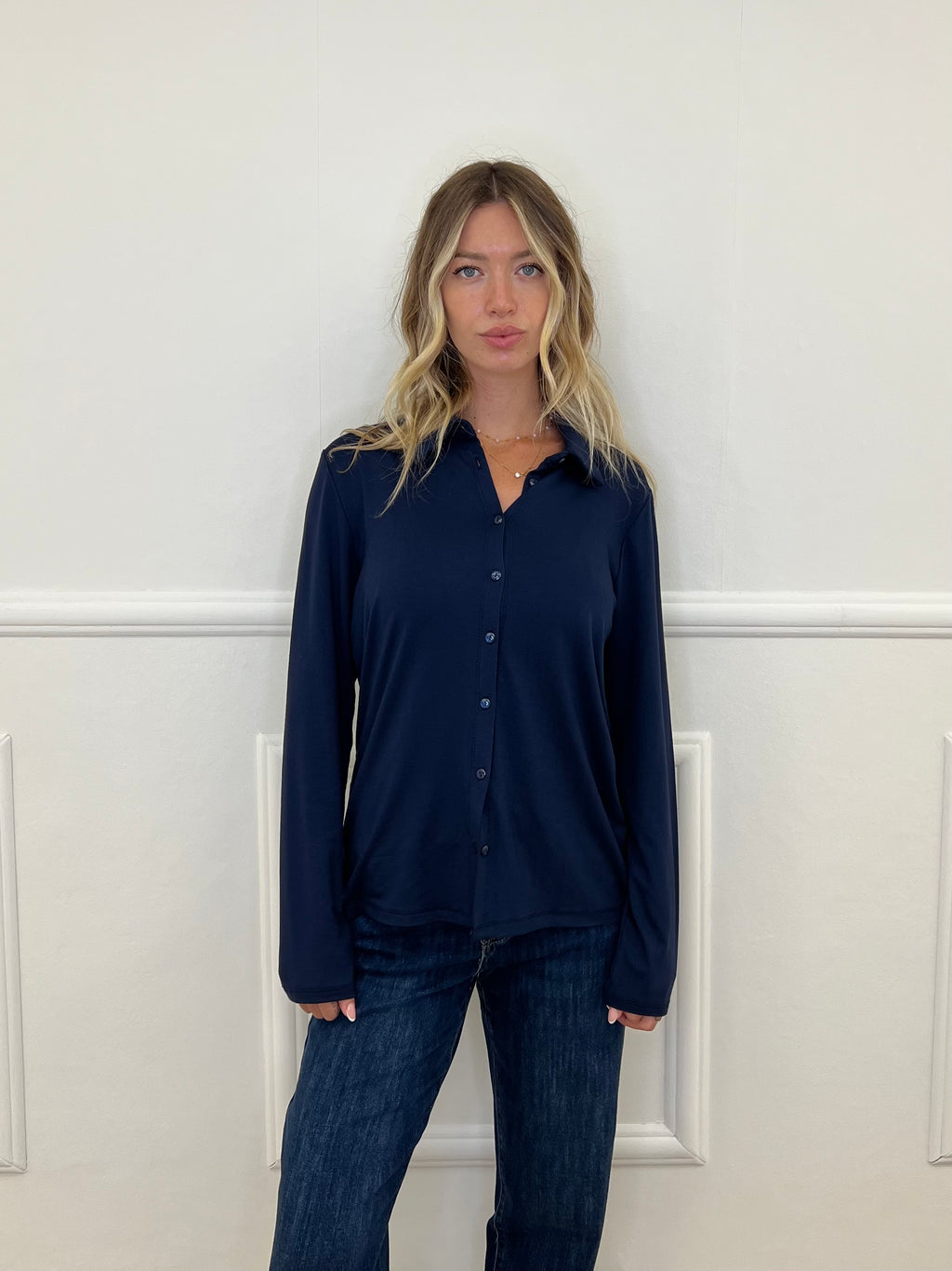 Camicia In Jersey Di Viscosa 28163L Blu