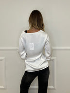Blusa Satinata con Nodo e Drappeggio 20072 Bianco