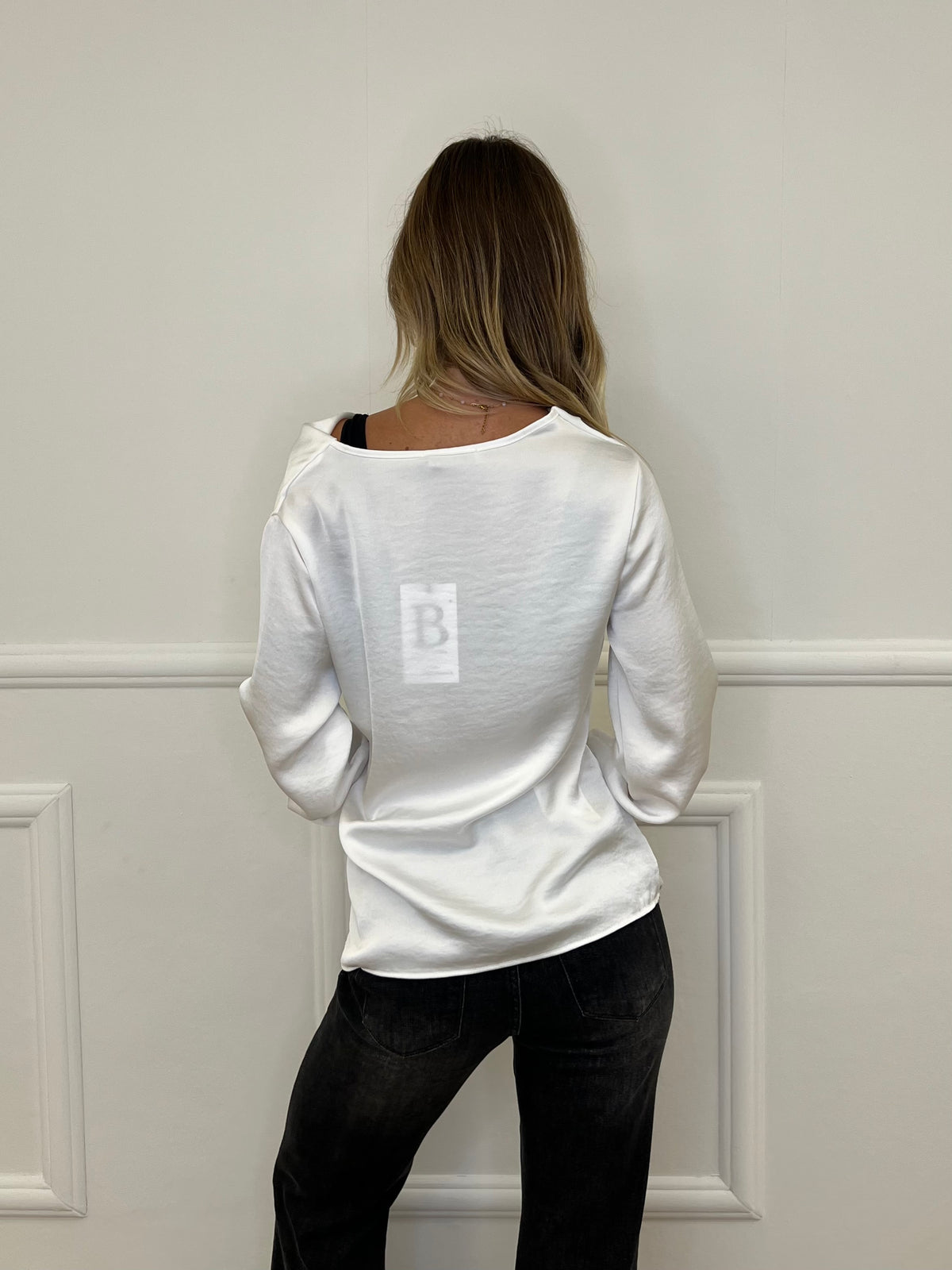 Blusa Satinata con Nodo e Drappeggio 20072 Bianco