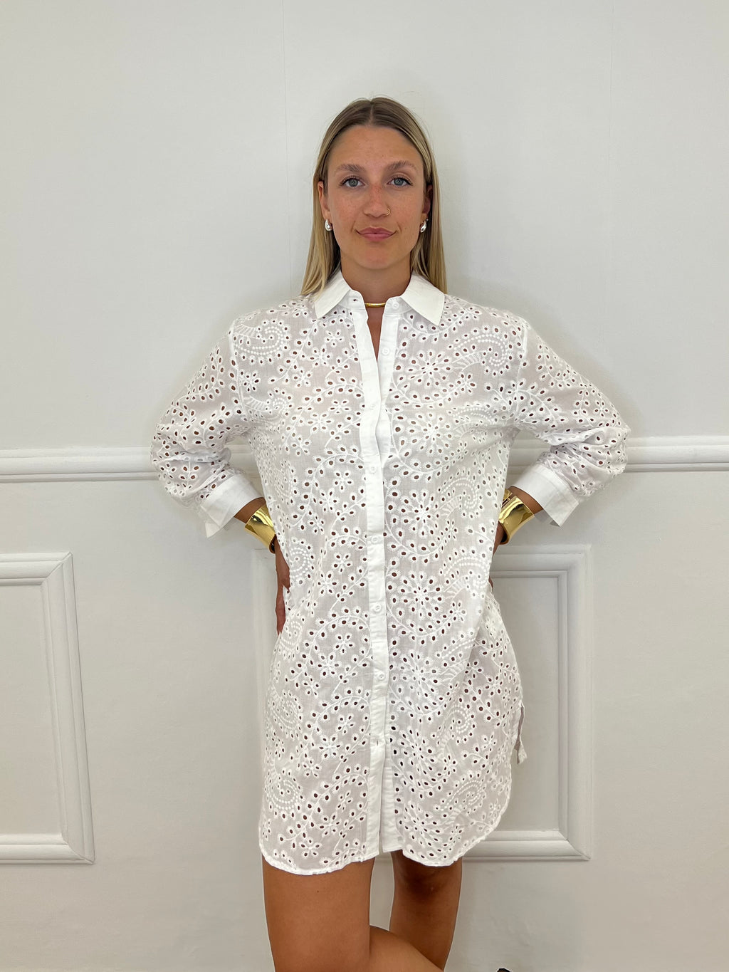 Maxi Camicia Sangallo 18004 Bianco