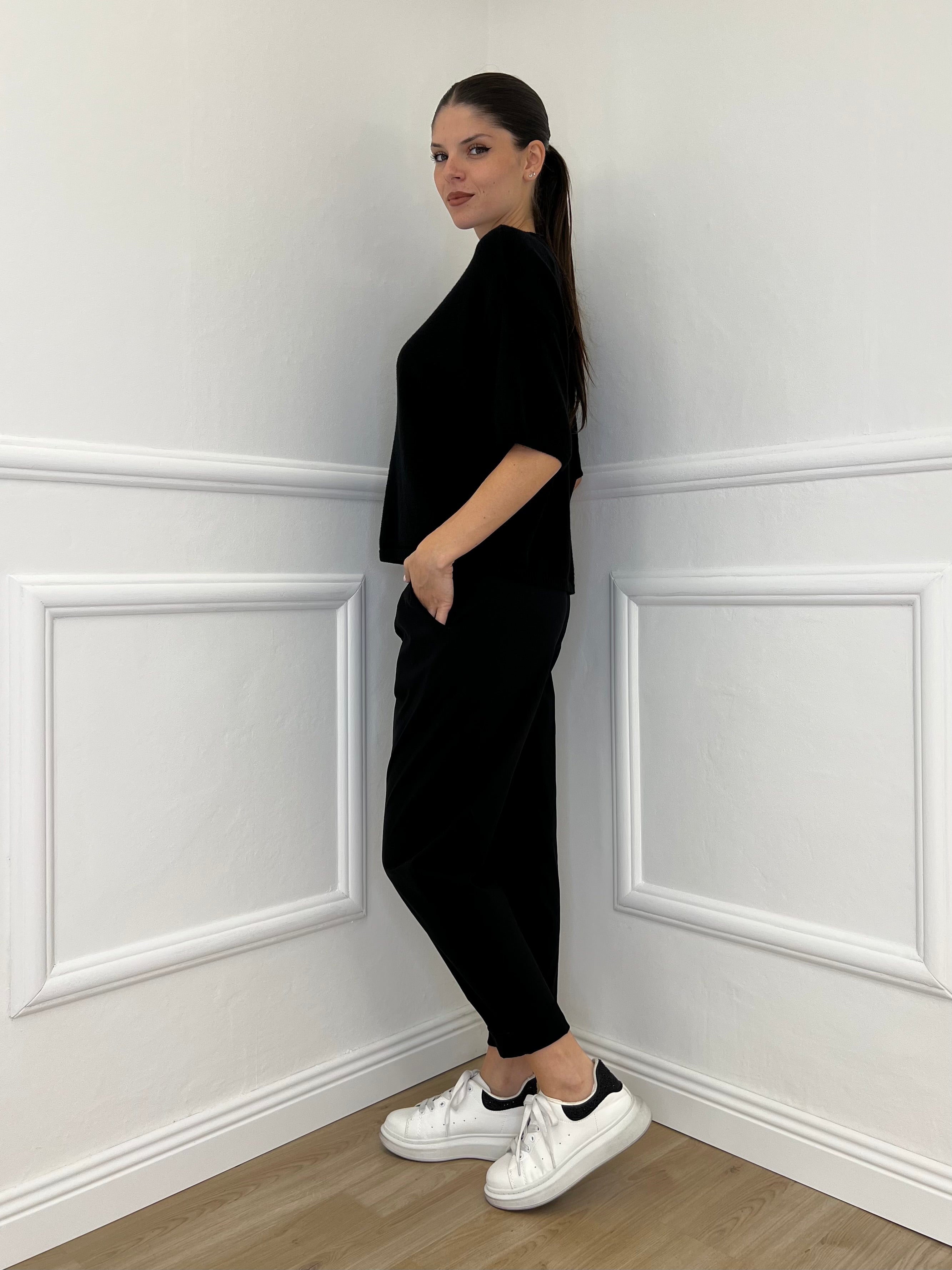 Maglia Scatoletta Cristalli 55672 Nero - Bazar Abbigliamento