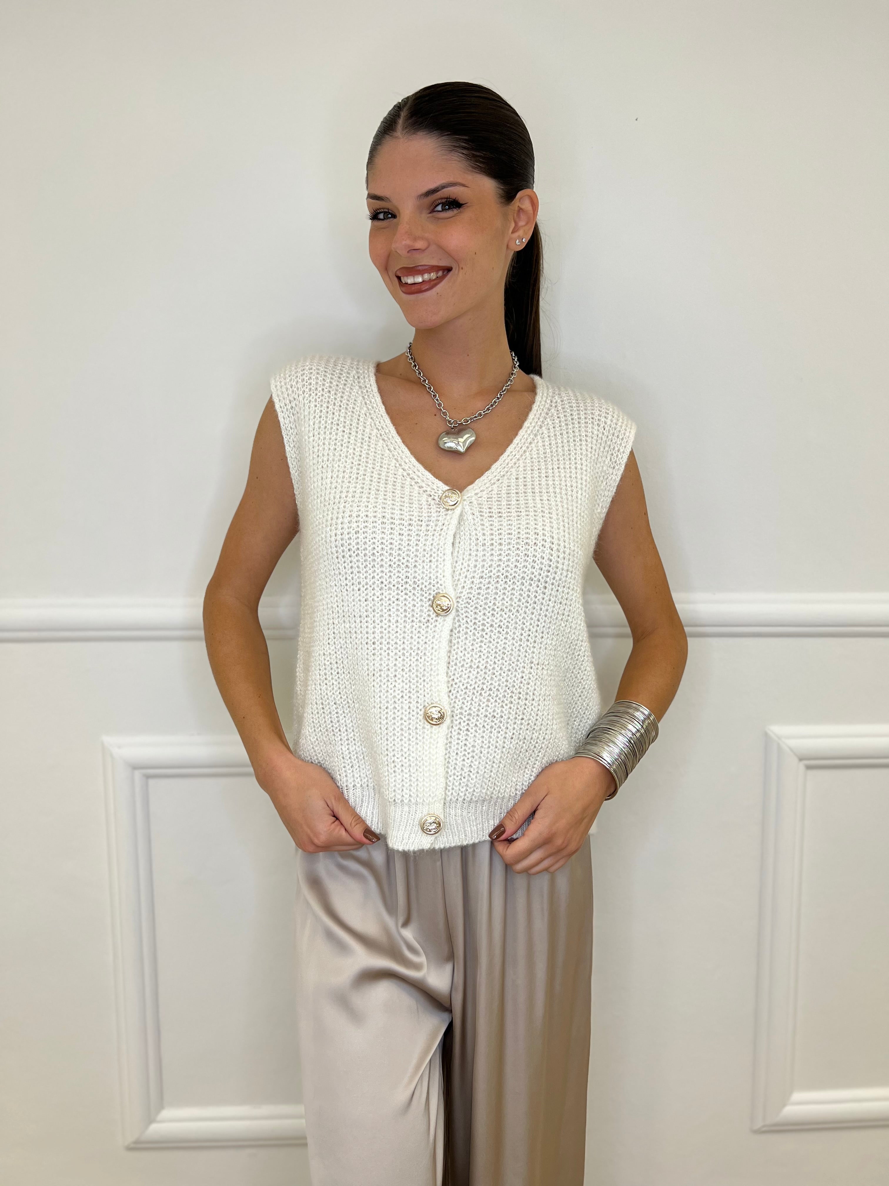 Gilet Effetto Mohair 8889 Bianco