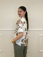 Camicia Fiori Inserti Sangallo 2340 Verde