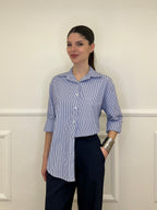 Camicia a Righe Micro Strass 82046 Blu