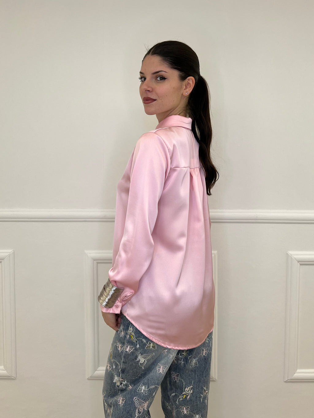 Camicia Basic in Satin 24244 Rosa