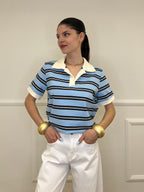 Polo a Righe BM95 Azzurro