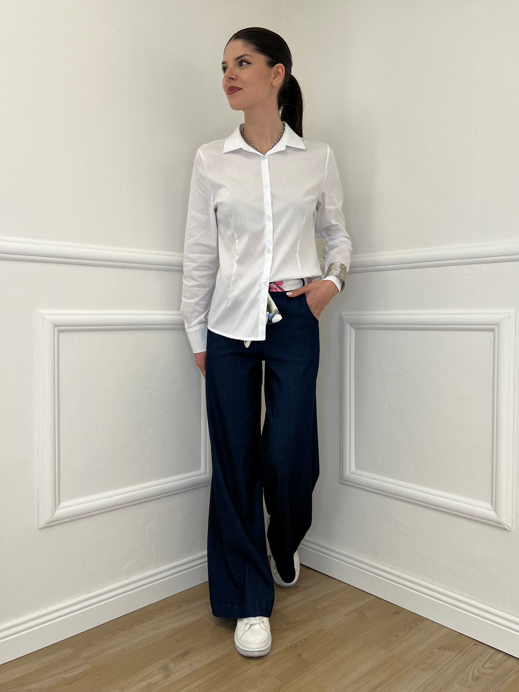 Pantalone Chambray Fusciacca 1476 Blu
