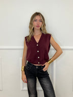 Gilet Over in Maglia 9263 Burgundy
