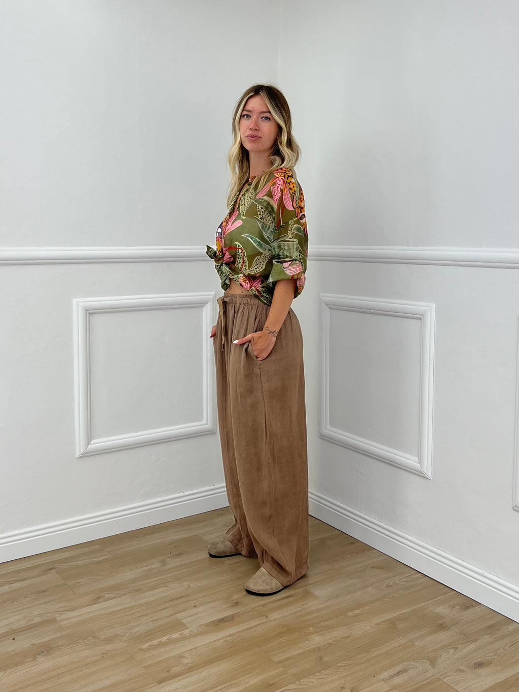 Camicia Jungle Tencel 3034 Verde e Rosa