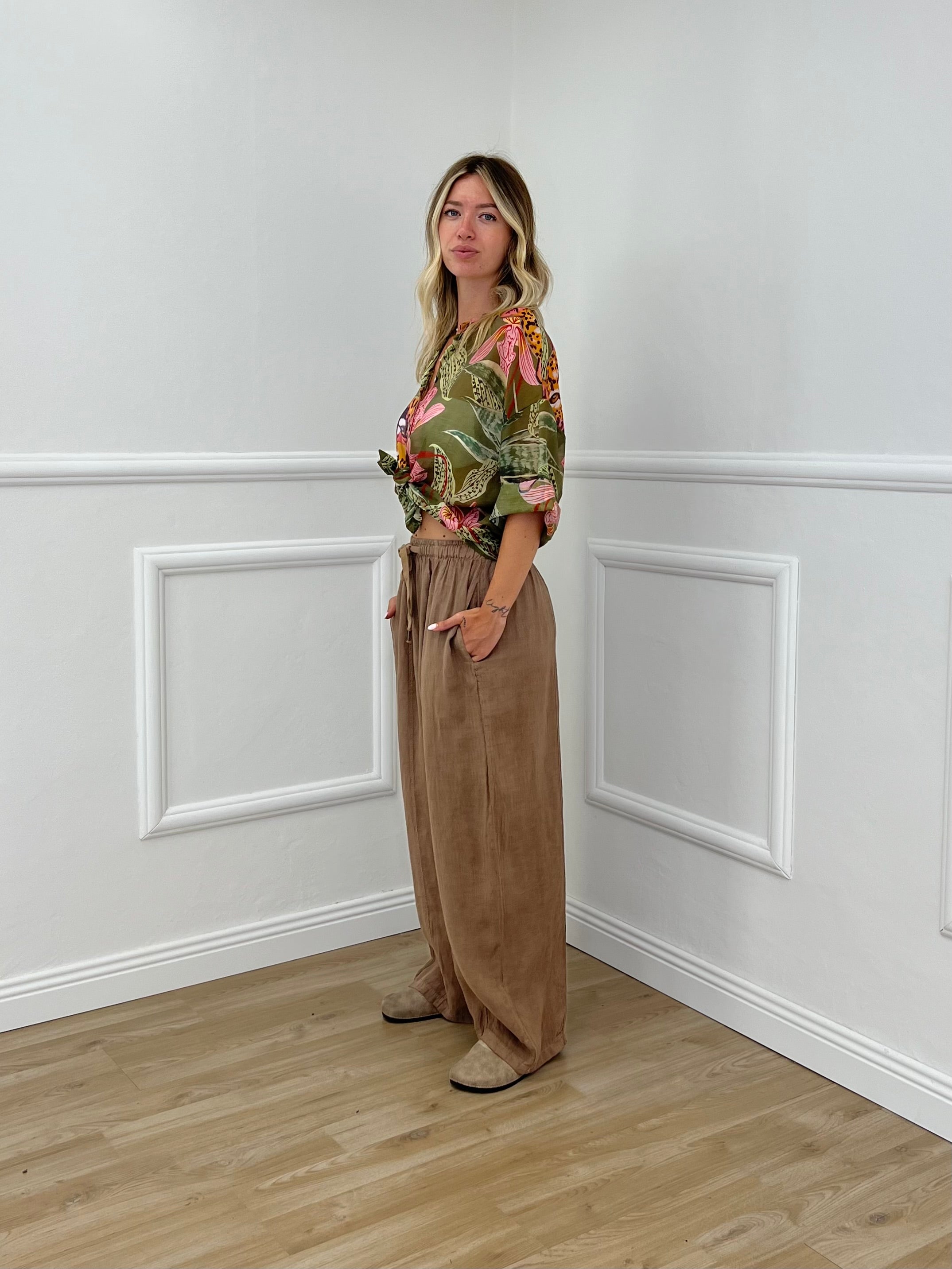 Camicia Jungle Tencel 3034 Verde e Rosa