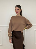 Maglia Manica Paillettes DL7357 Camel