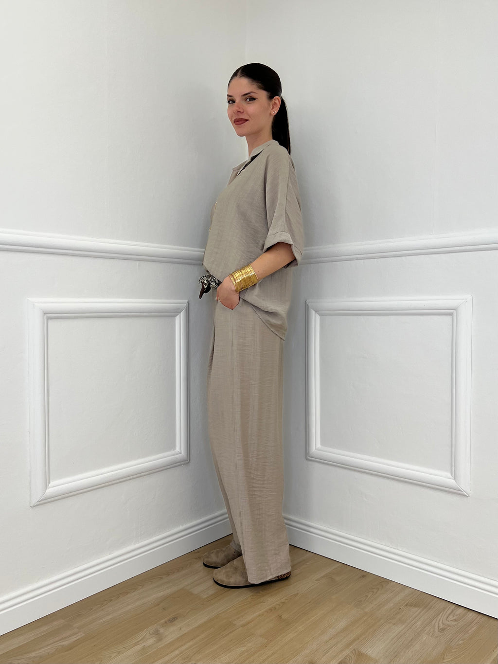 Camicia Fluida Strop 26081 Taupe