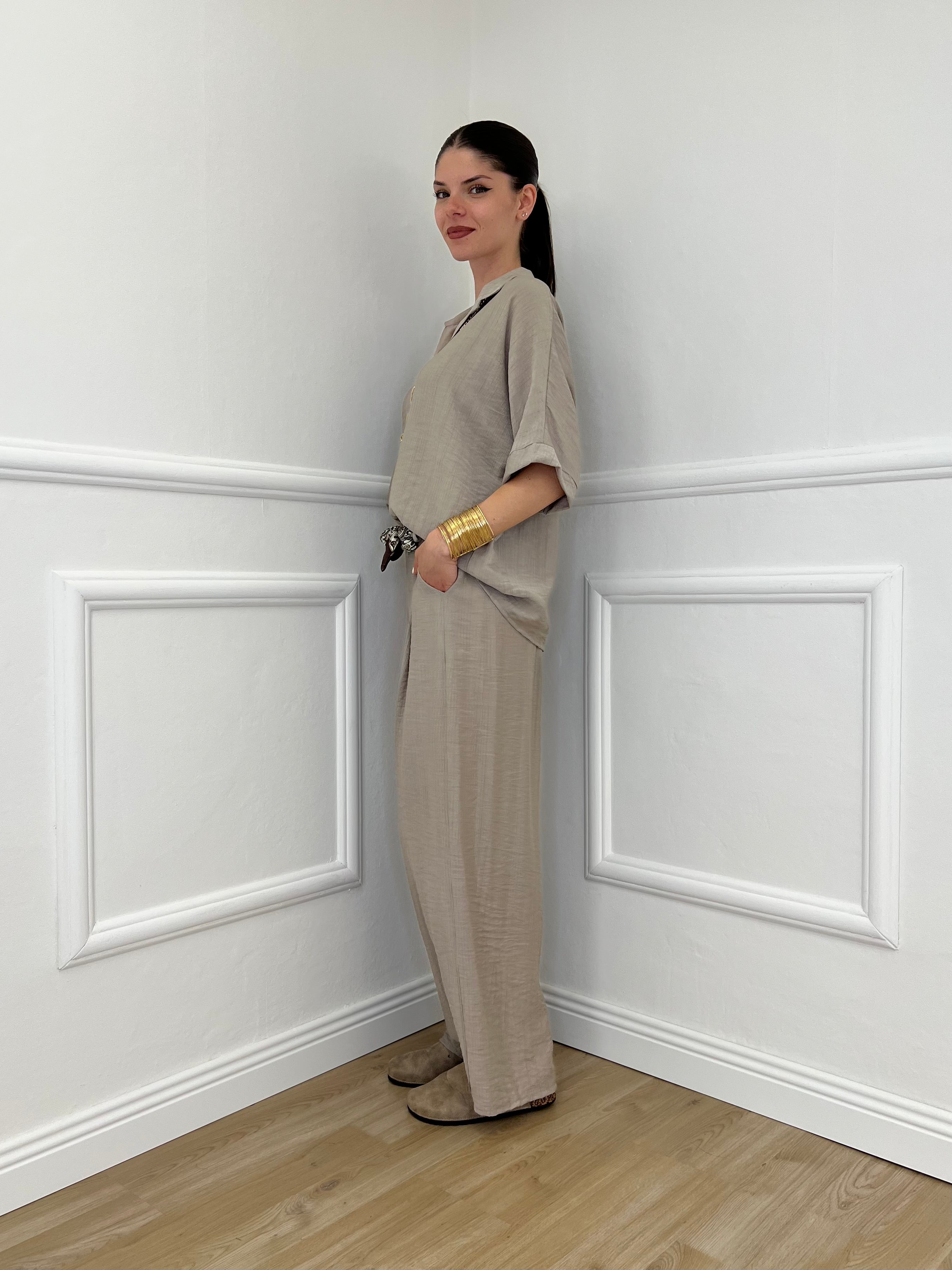 Camicia Fluida Strop 26081 Taupe