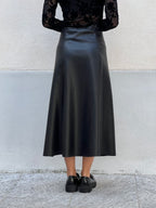 Gonna Midi Ecopelle 8066 Nero
