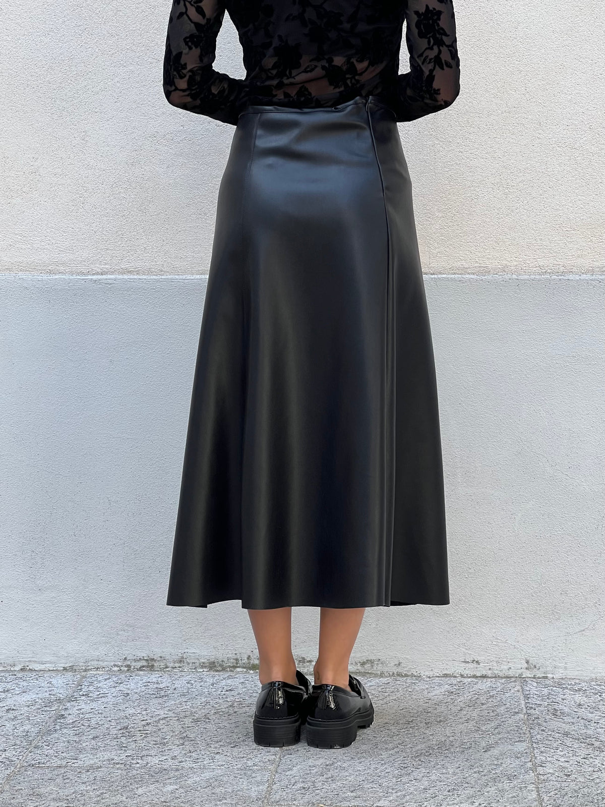 Gonna Midi Ecopelle 8066 Nero