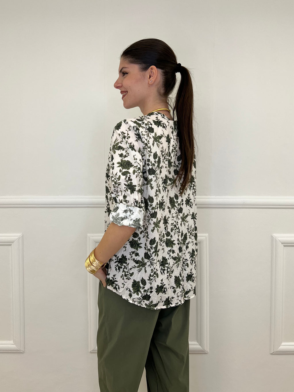 Camicia Fiori Coreana 2588-2 Verde