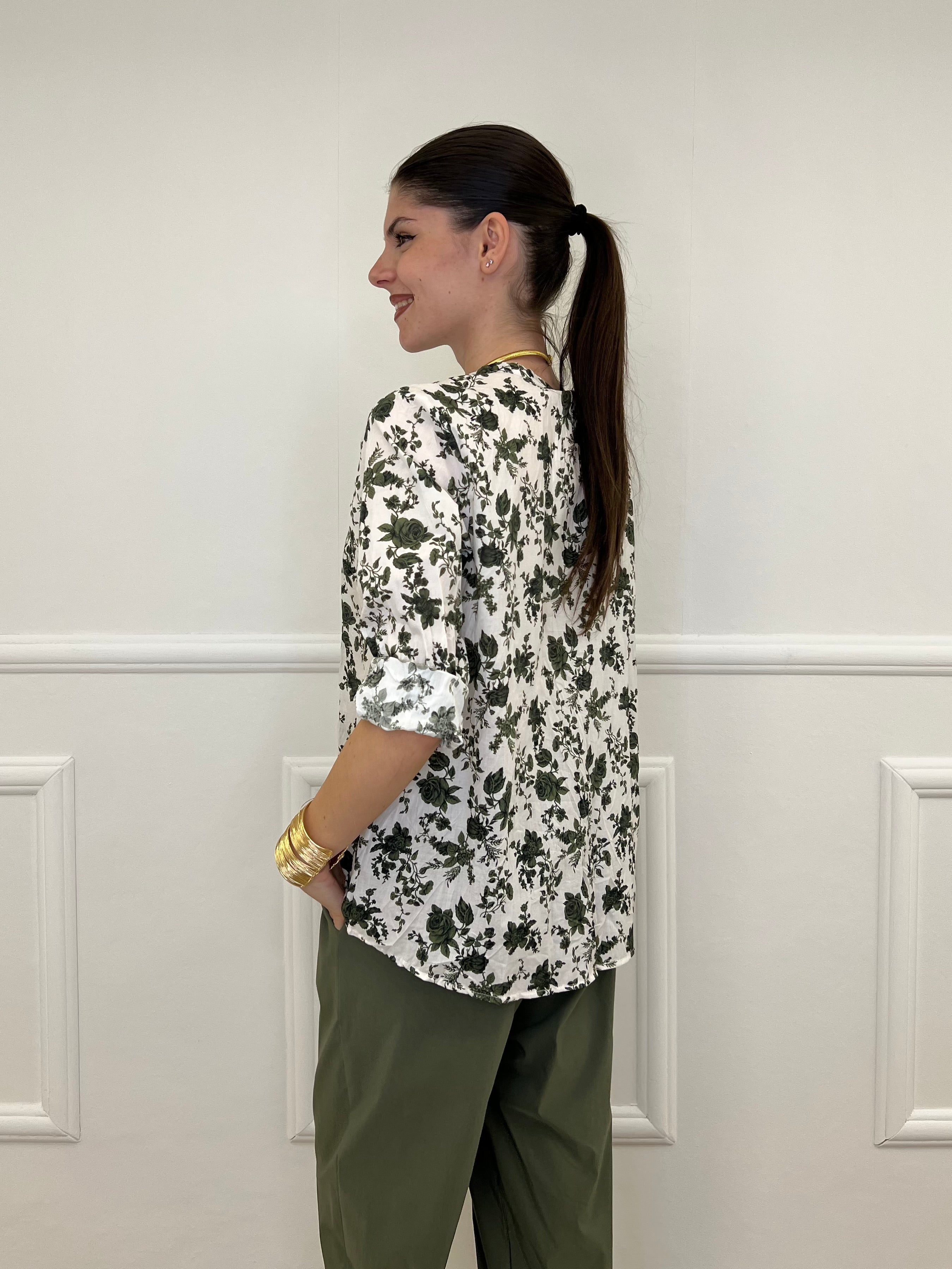Camicia Fiori Coreana 2588-2 Verde