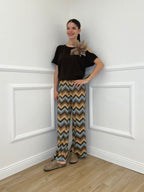 Maglia Cut Out Spilla Fiore 5688 Marrone