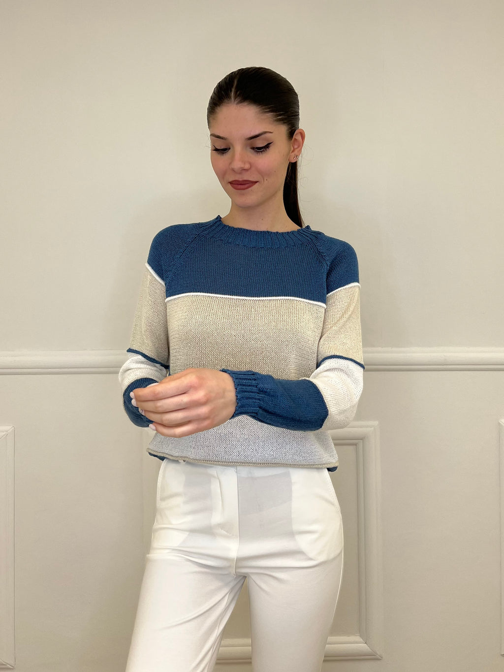 Maglia a Righe Profili 25031 Blu