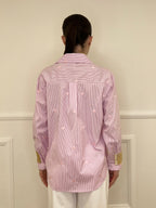 Camicia a Righe Cuori Ricamati 121255 Rosa