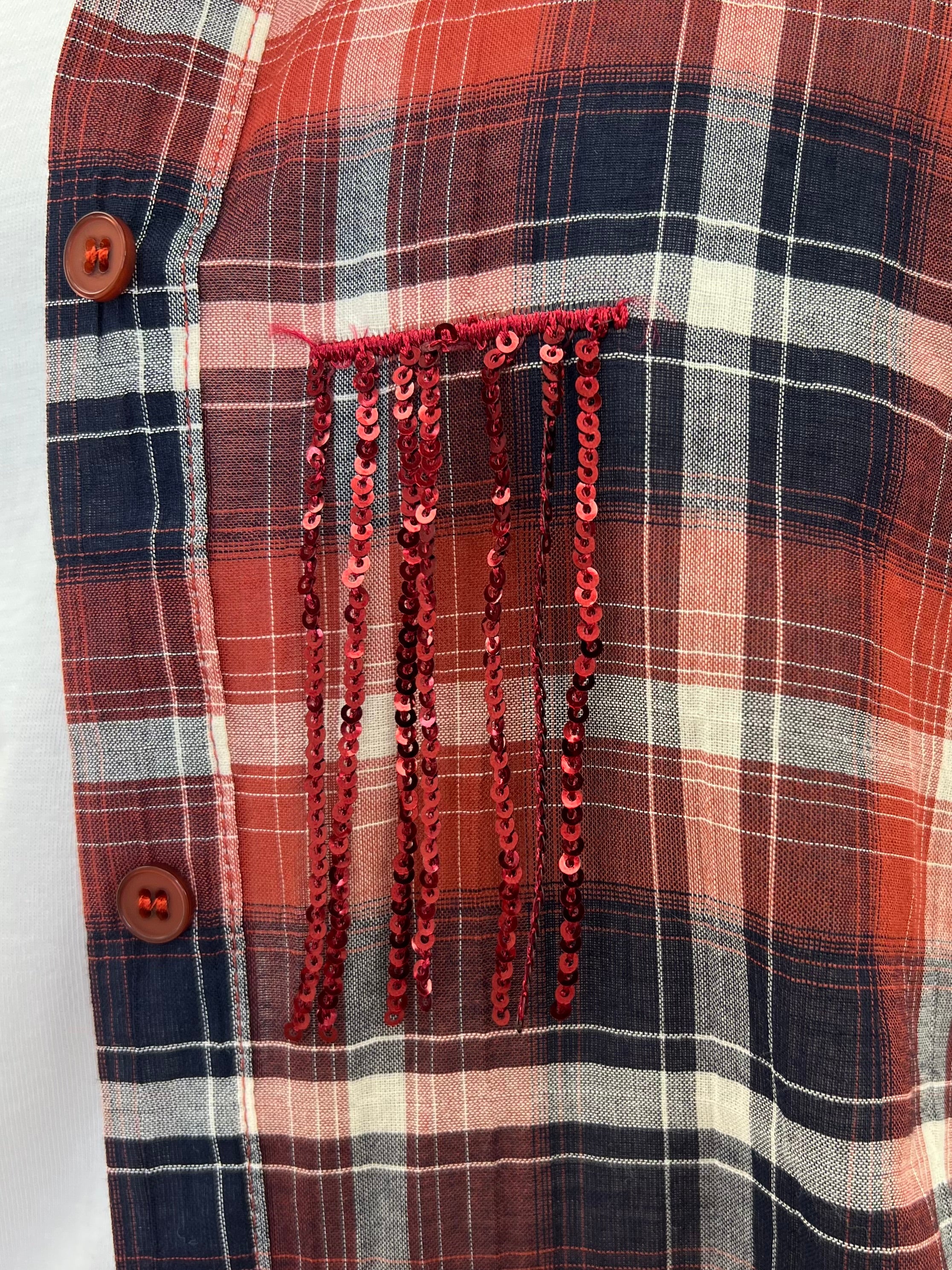 Camicia Madras Paillettes C283 Bordeaux