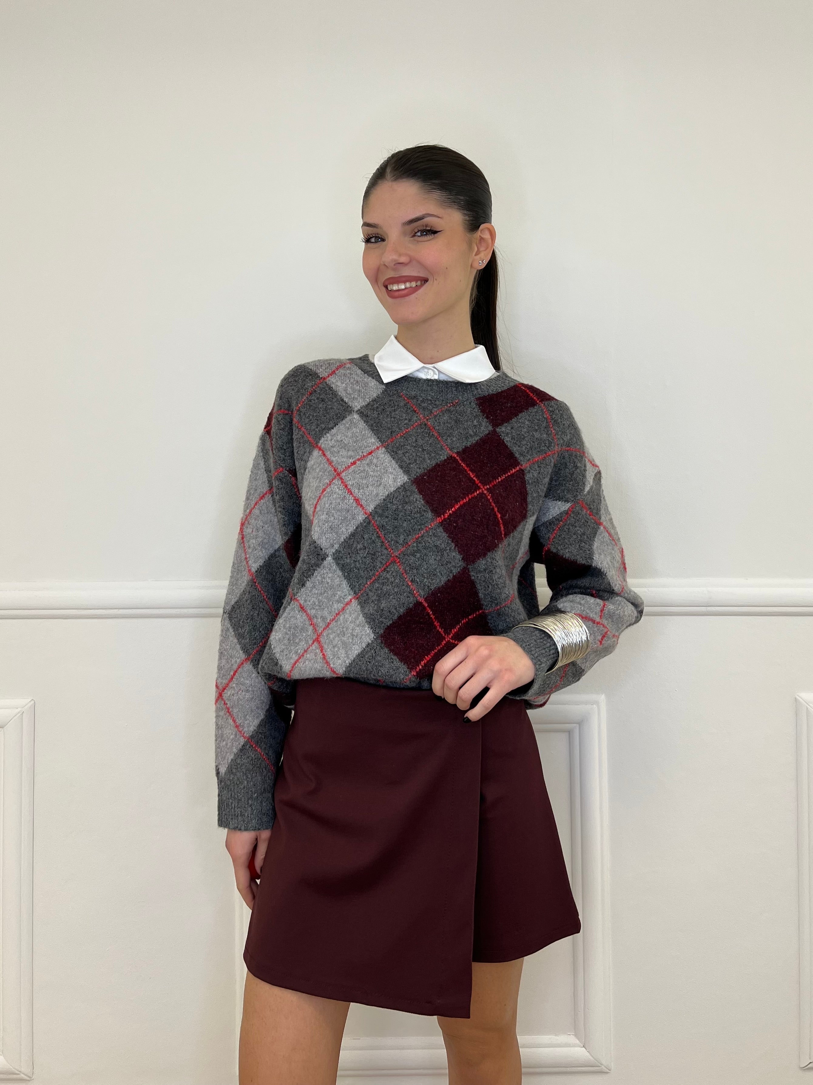 Maglia Losanghe T11173 Burgundy