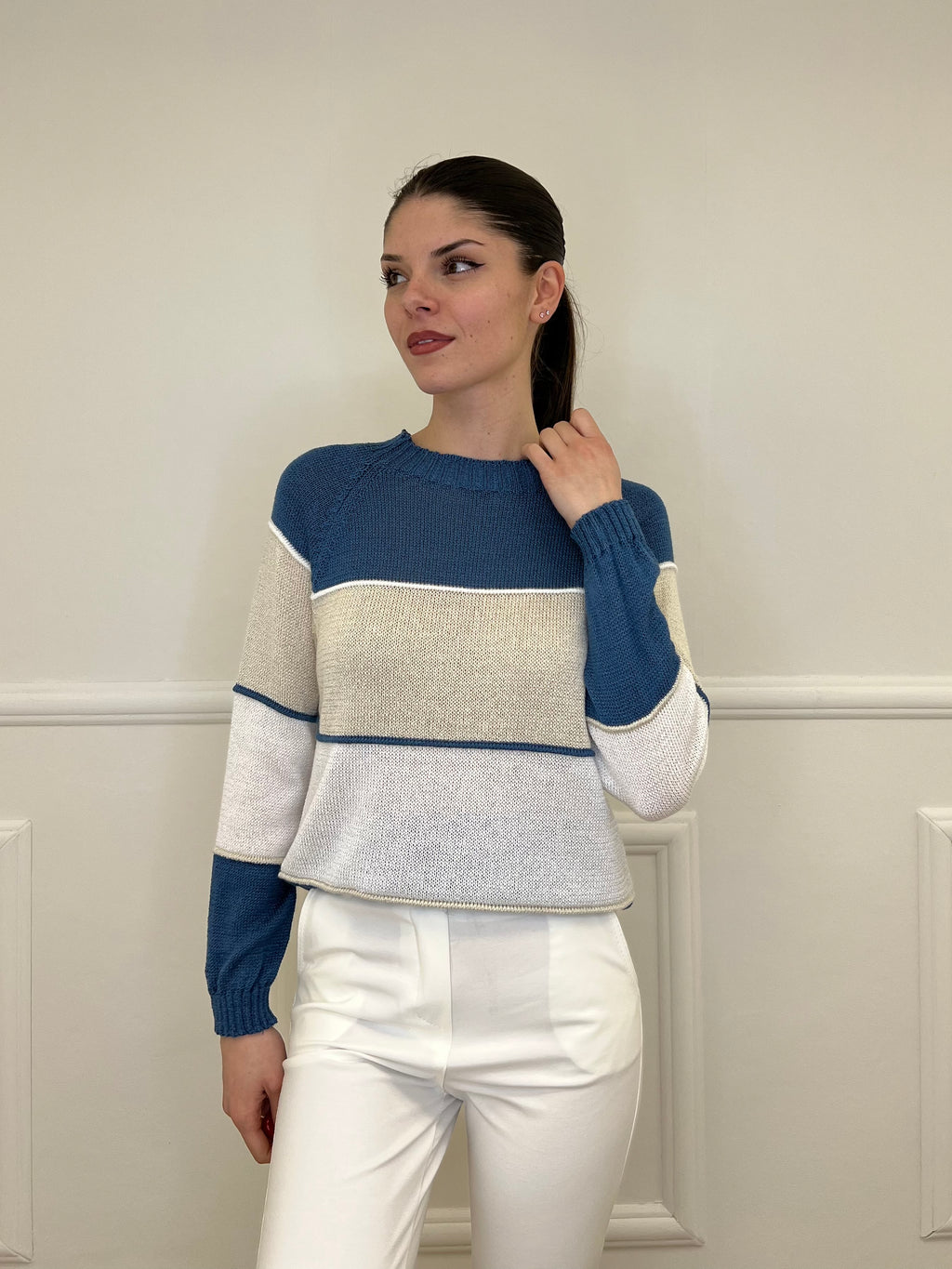 Maglia a Righe Profili 25031 Blu