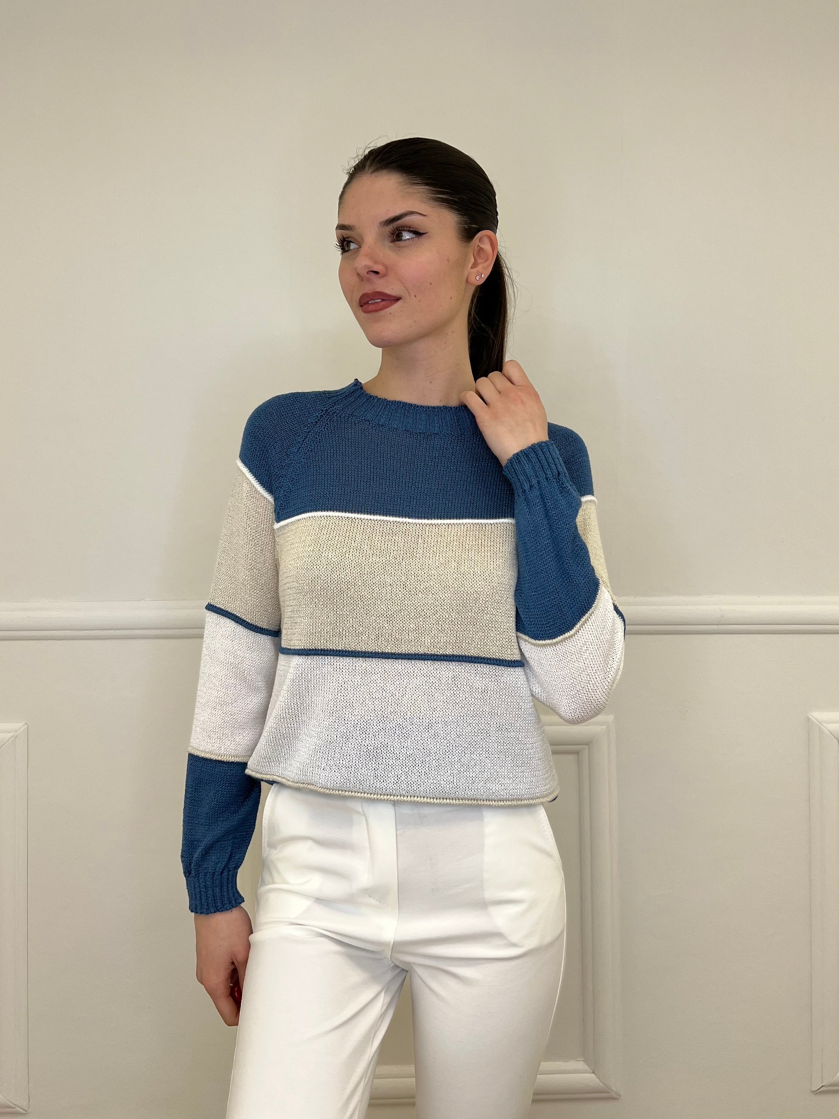 Maglia a Righe Profili 25031 Blu