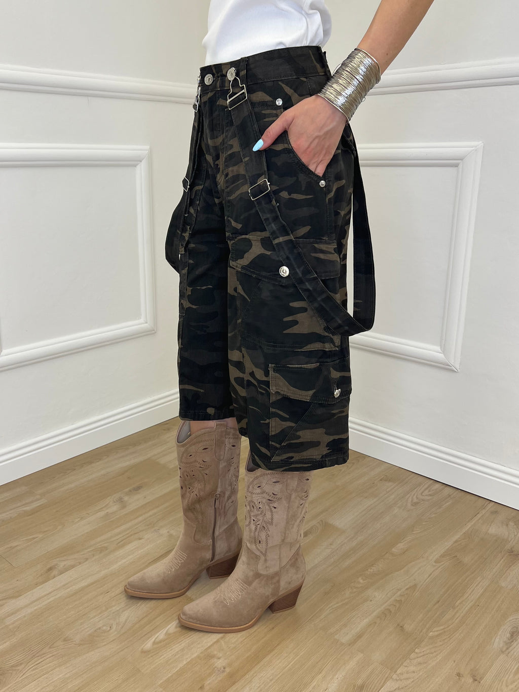 Bermuda Camouflage Con Bretelle 22333
